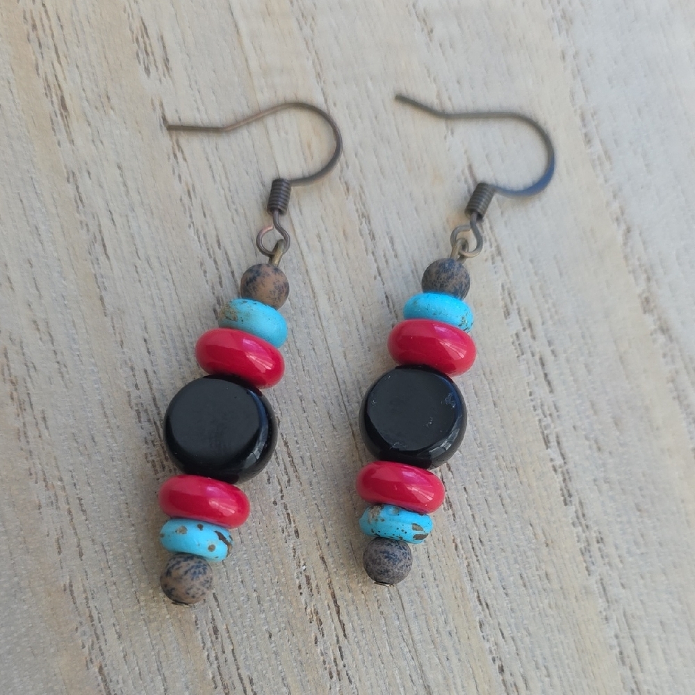 Southwestern Inspired Beaded Earrings - Handmade